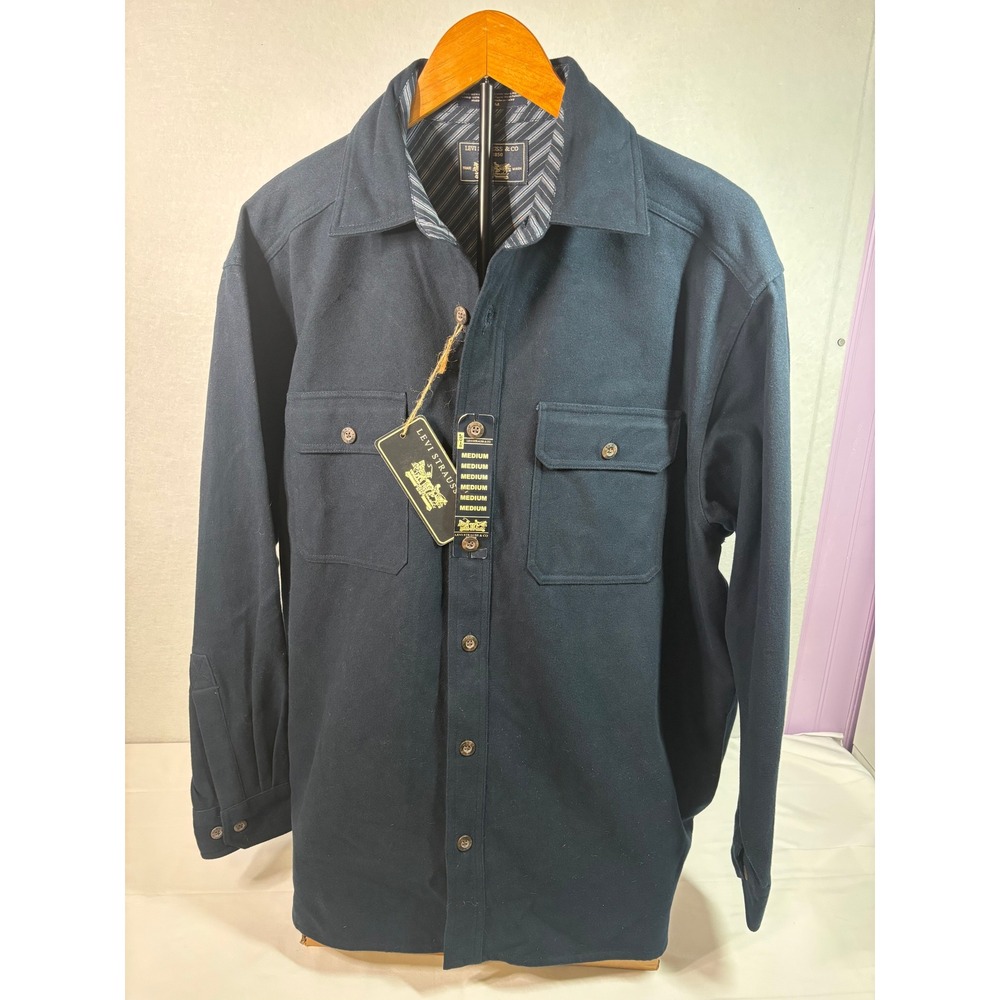 Vintage Levis Mens Navy Cotton Lined Button Up Shirt Jacket LSWJ101904 NWT SizeM